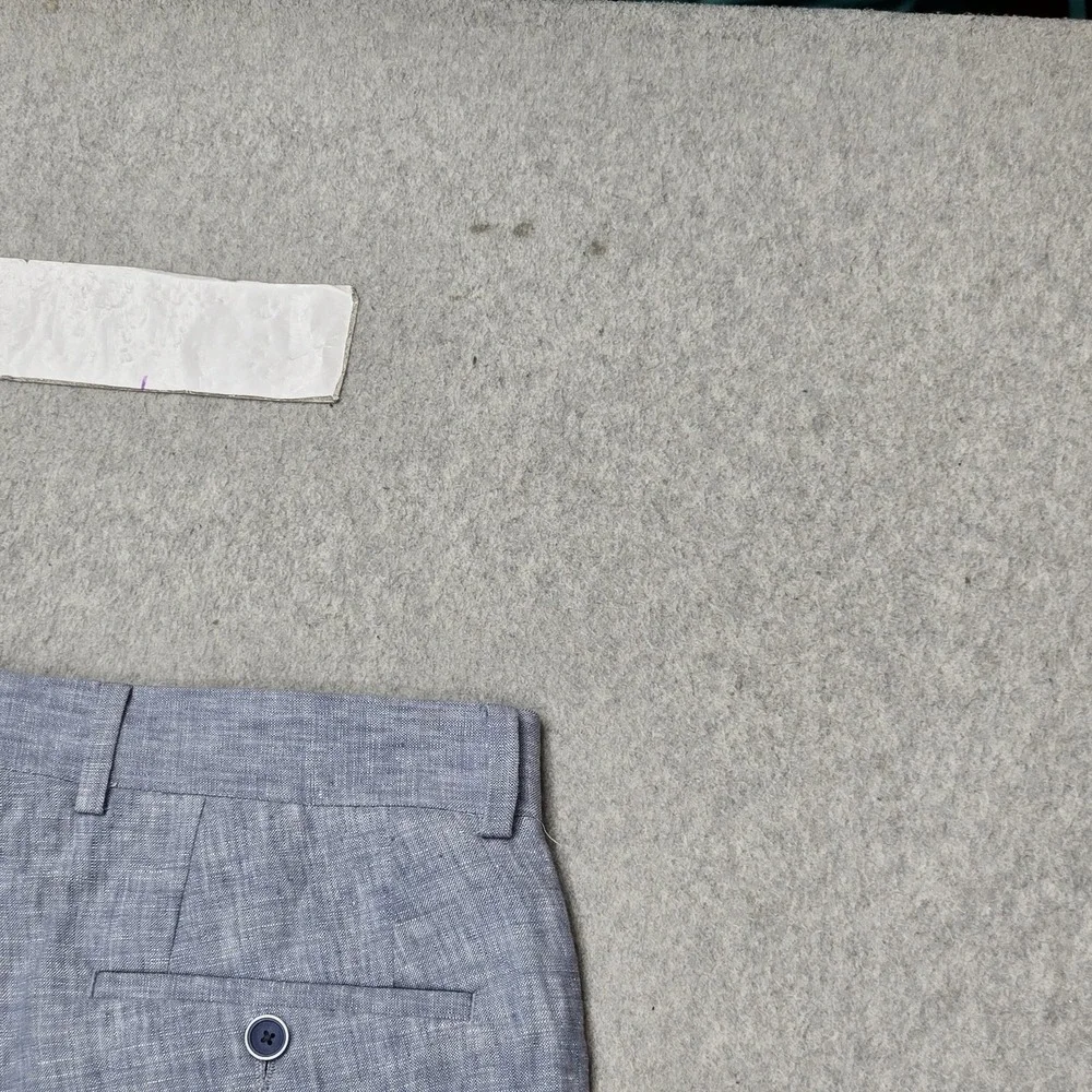 Bar III Men Pants 30W 30L Blue Linen Dress Pants Button Slim 26